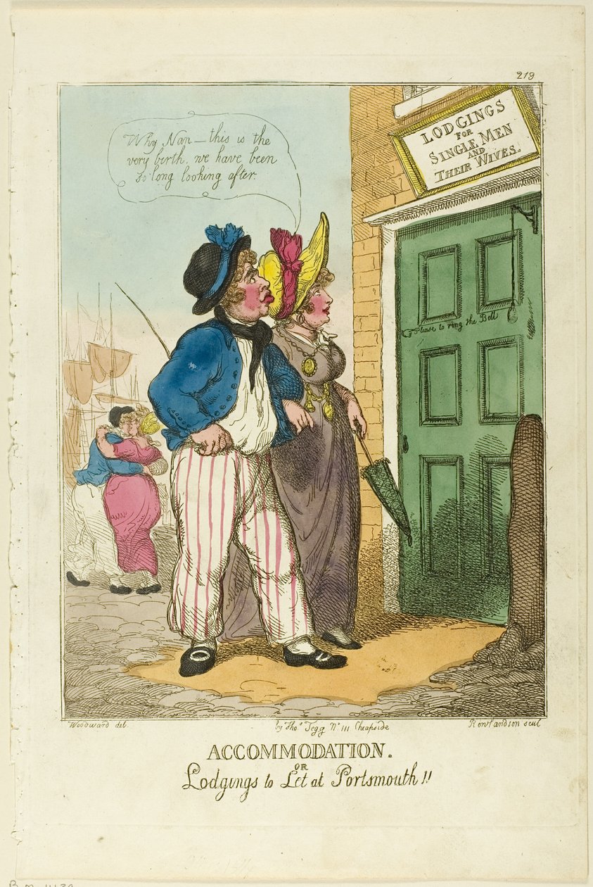 Accommodatie, of Verblijven te Huur Portsmouth door Thomas Rowlandson