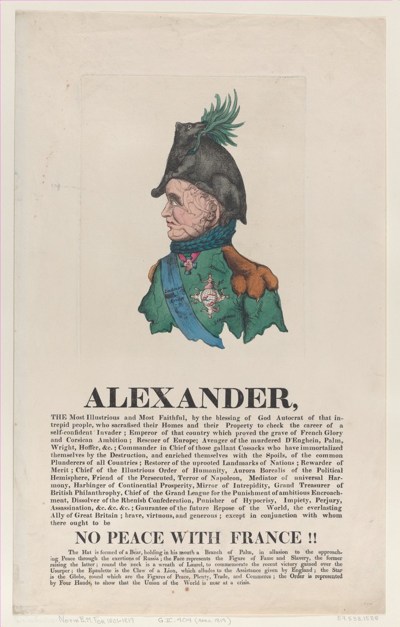 Alexander, april 1814 door Thomas Rowlandson