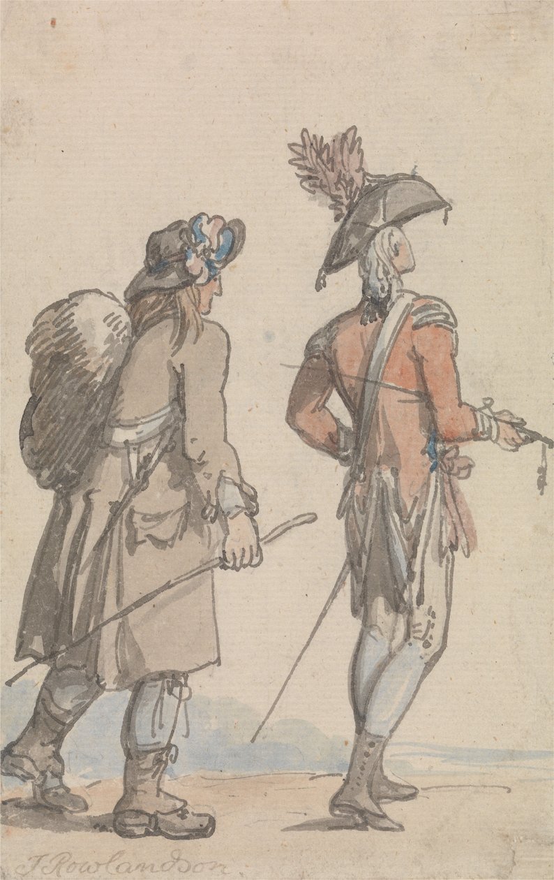 Een officier en zijn bediende door Thomas Rowlandson