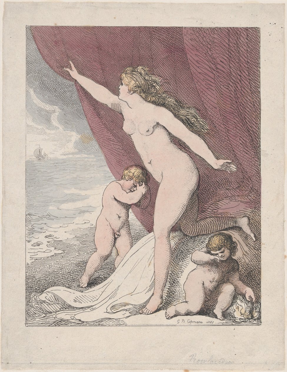 Ariadne in de steek gelaten door Theseus door Thomas Rowlandson