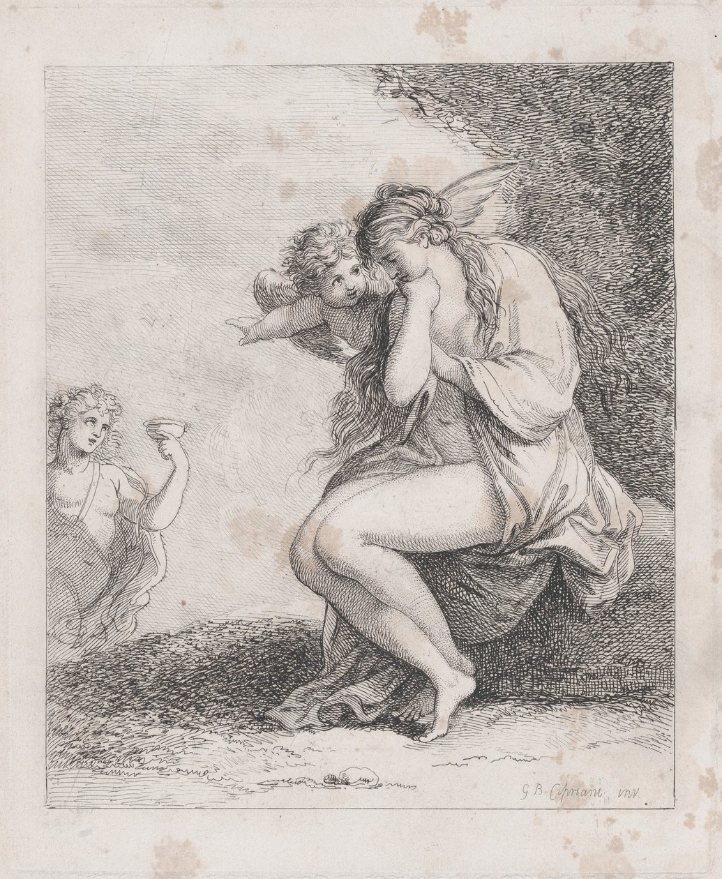 Ariadne op Naxos Benaderd door Bacchus, ca. 1790 door Thomas Rowlandson