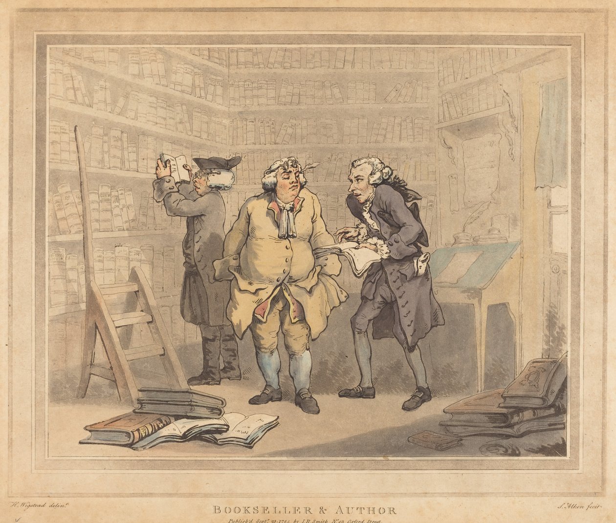 Boekverkoper en auteur door Thomas Rowlandson