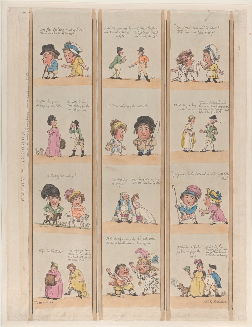 Randen voor kamers, Extravaganzas Plaat 6, 2 mei 1799 door Thomas Rowlandson
