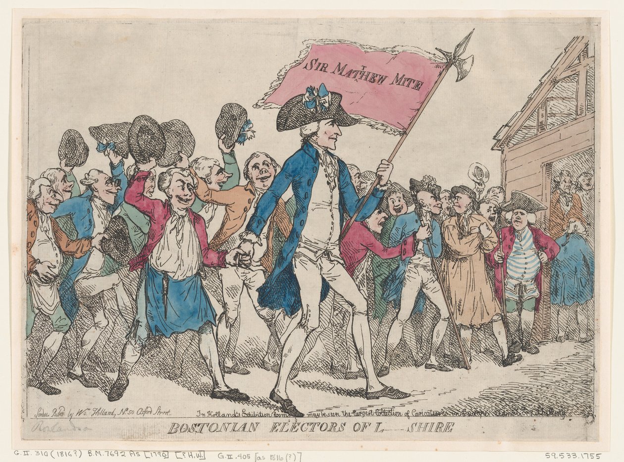 Bostoniaanse kiezers van L-Shire, 1790 door Thomas Rowlandson