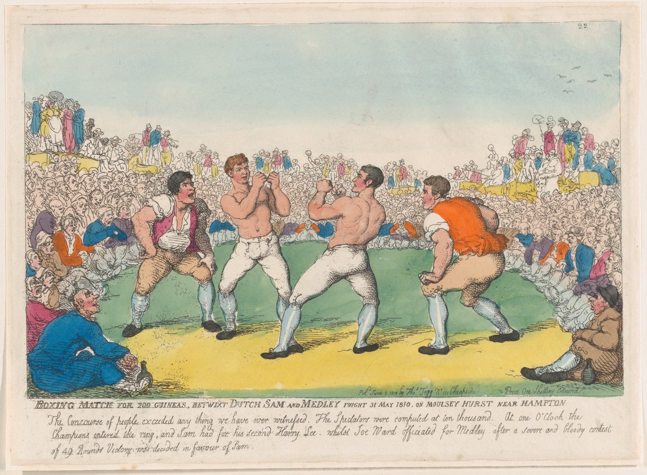 Bokswedstrijd voor 200 Guineas, tussen Dutch Sam en Medley, 31 mei 1810 door Thomas Rowlandson