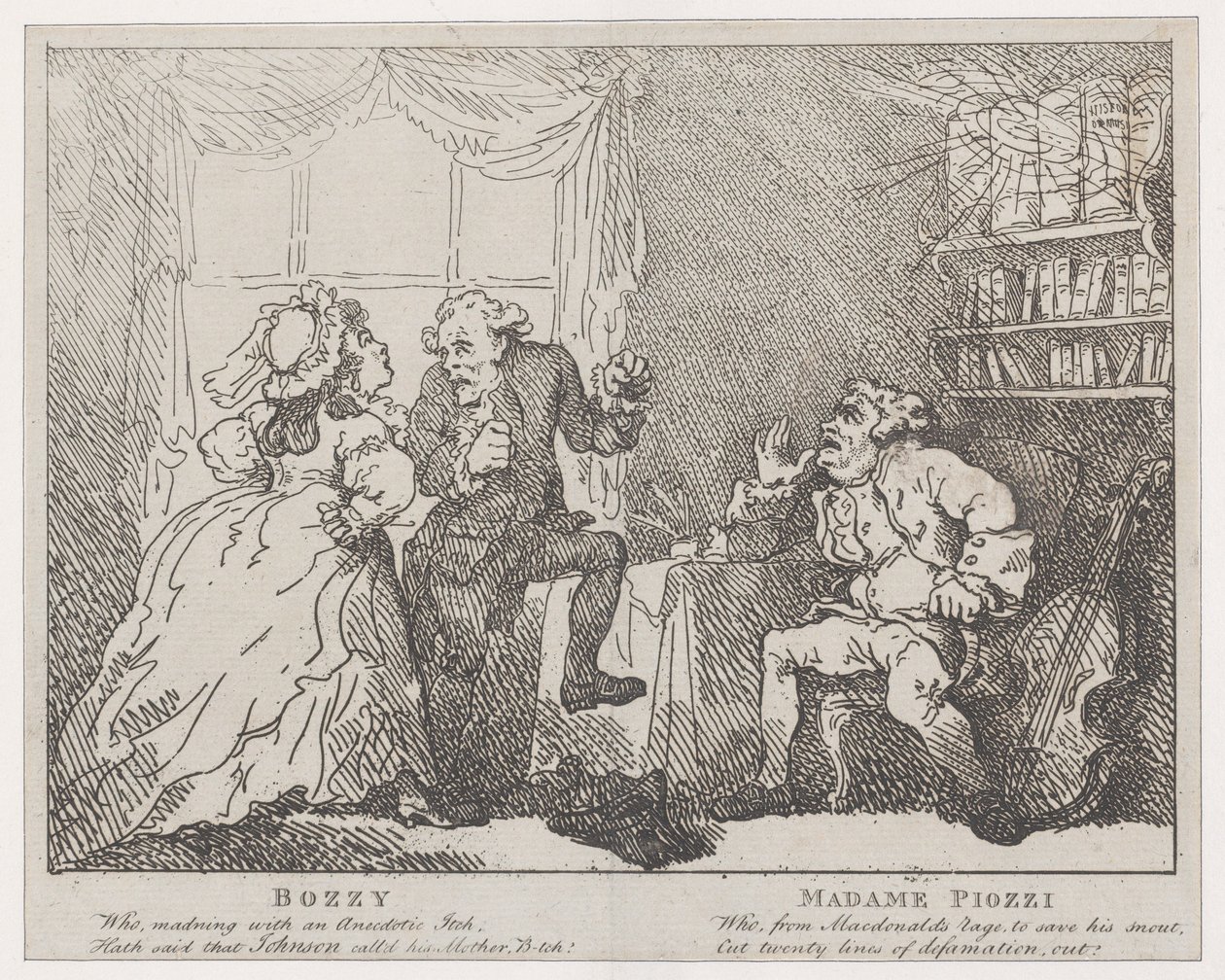 Bozzy en Madame Piozzi Frontispice, Bozzy en Piozzi door Peter Pindar, 1780-86 door Thomas Rowlandson