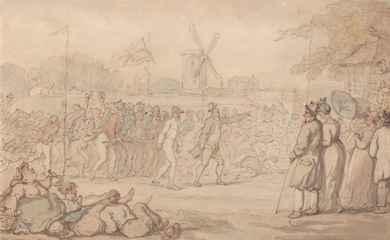 De rallywedstrijd van kapitein Barclay – De finish door Thomas Rowlandson