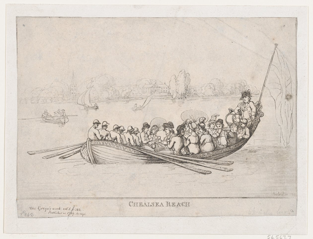 Chelsea Reach door Thomas Rowlandson