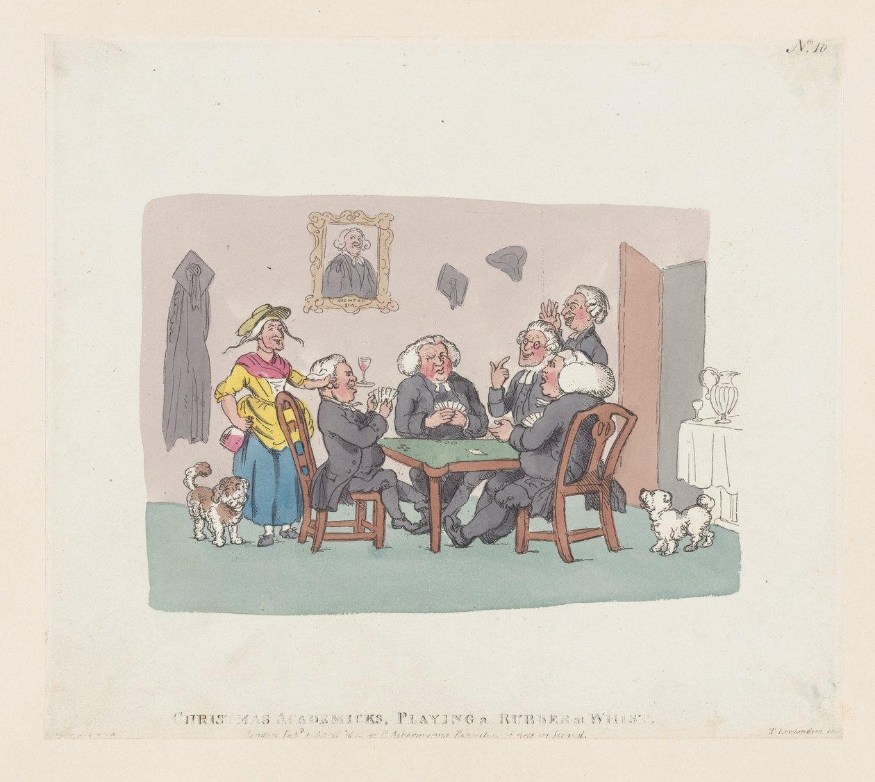 Kerstacademici die een Potje Whist Spelen, 1 april 1803 door Thomas Rowlandson