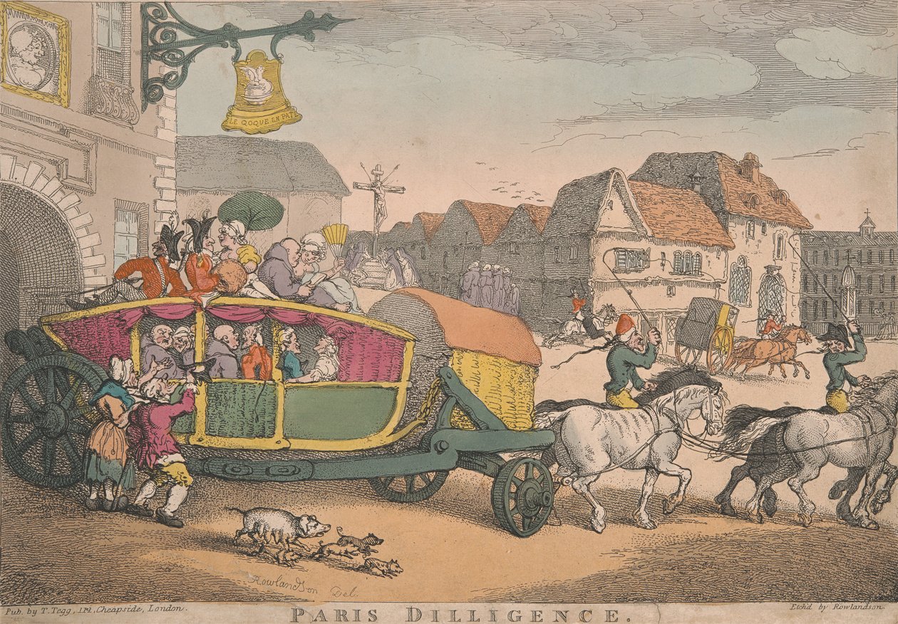Coaching: Paris Diligence door Thomas Rowlandson