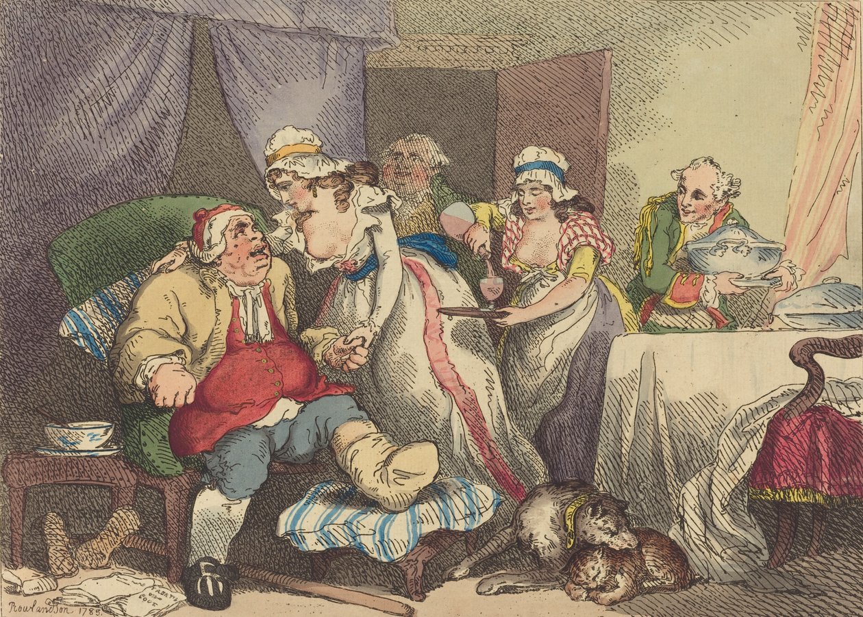 Troost bij jicht door Thomas Rowlandson
