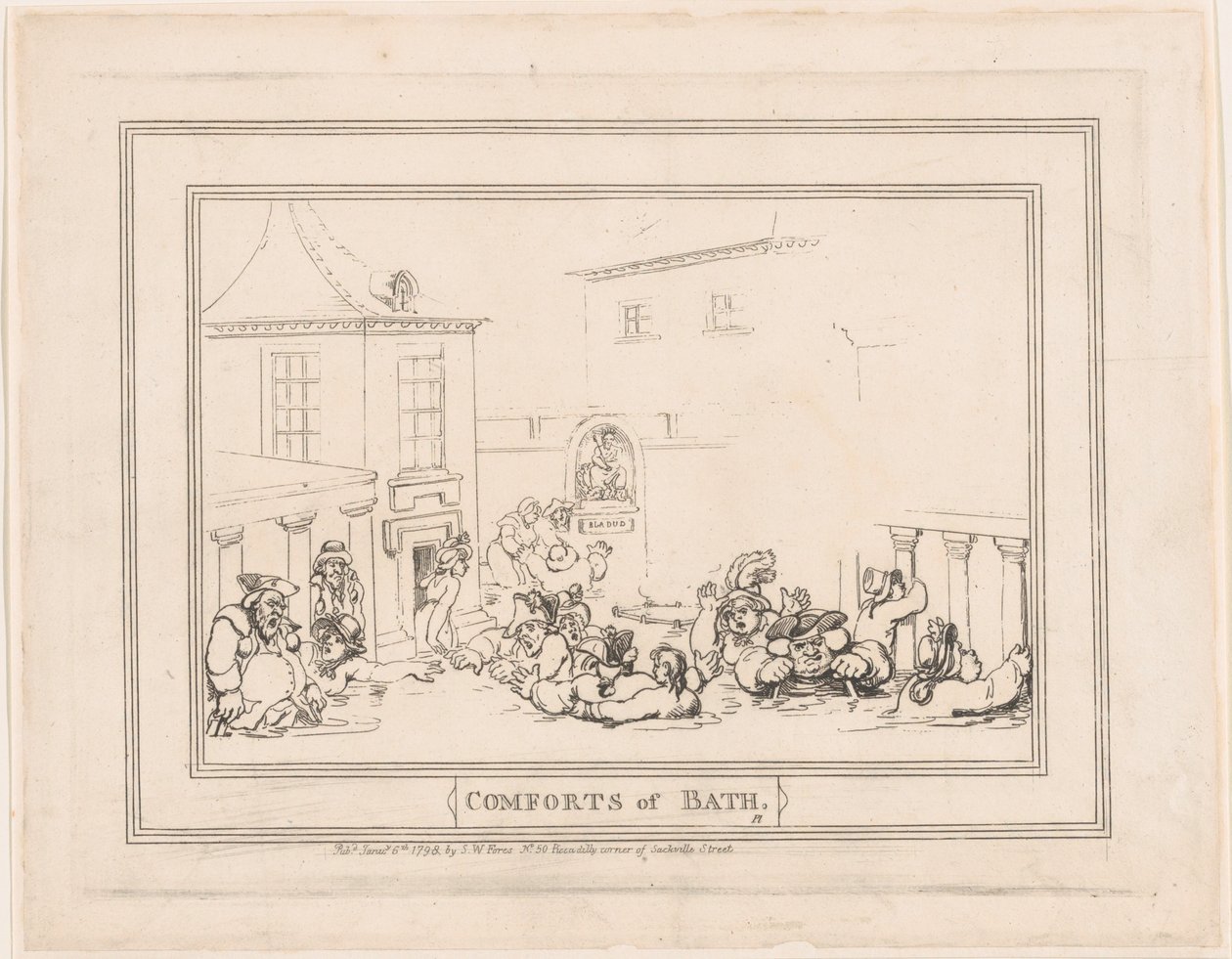 Comforts of Bath, Plaat 7, 6 januari 1798 door Thomas Rowlandson