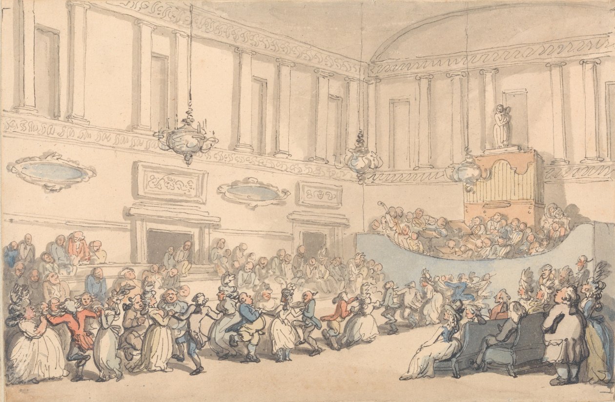 De geneugten van Bath: Het bal door Thomas Rowlandson