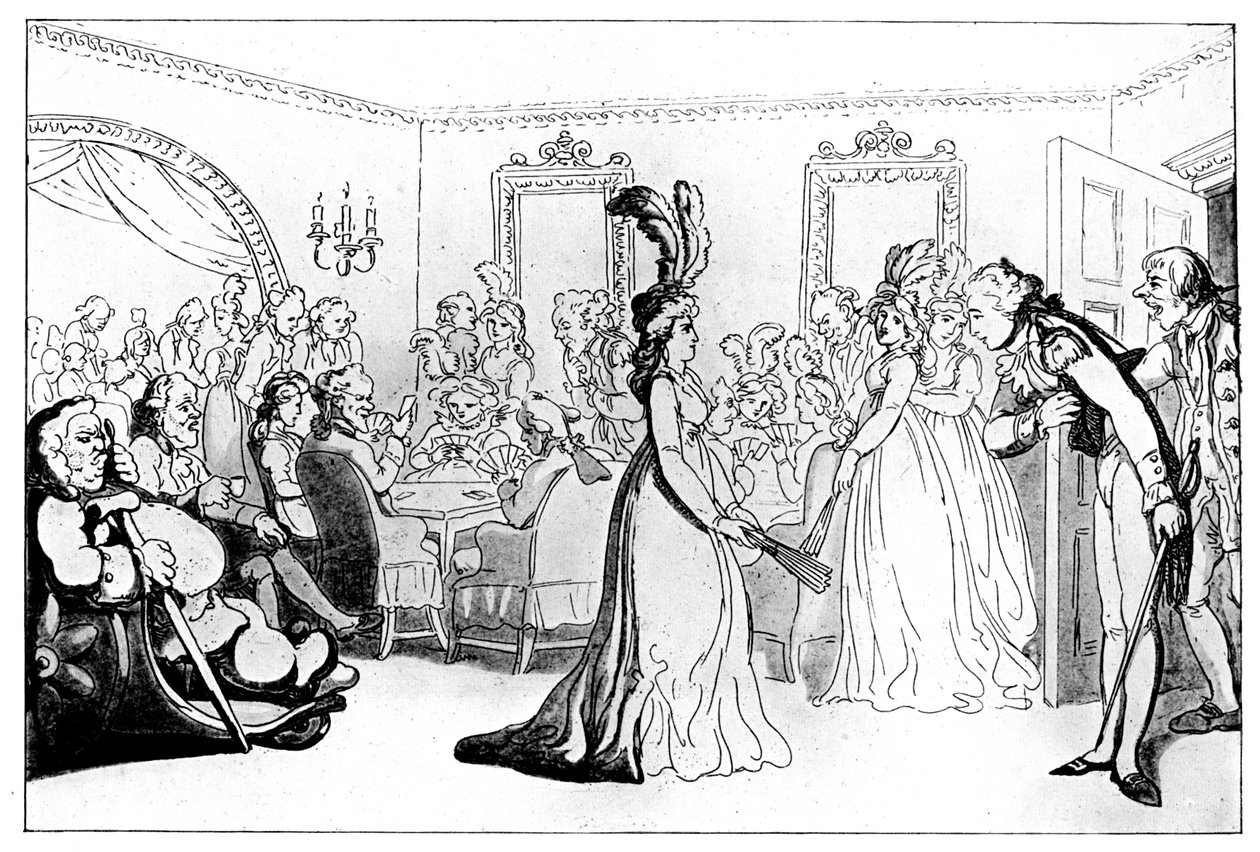 Comforts of Bath: De Spellen, of Vergadering met Kaartspelers door Thomas Rowlandson