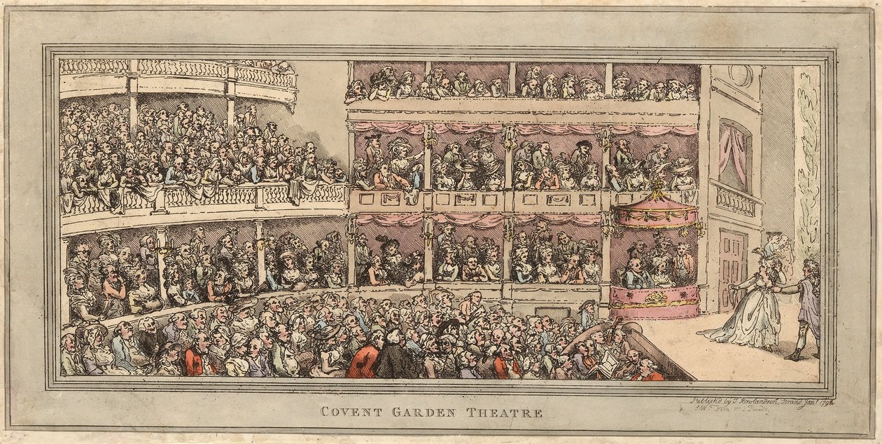 Covent Garden Theatre, uitgegeven door Henry Brookes, 1786 door Thomas Rowlandson