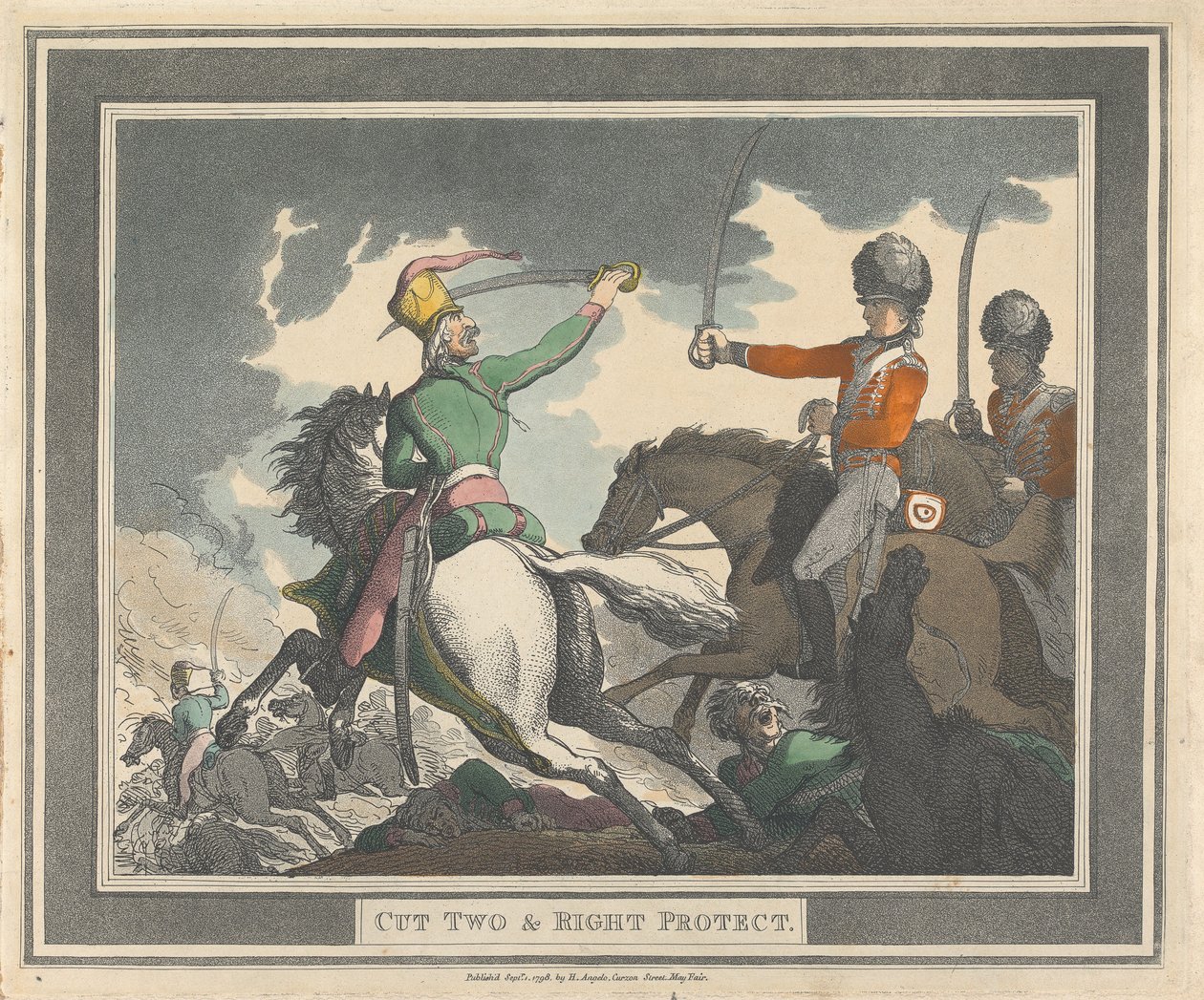 Snede twee en rechts beschermen door Thomas Rowlandson