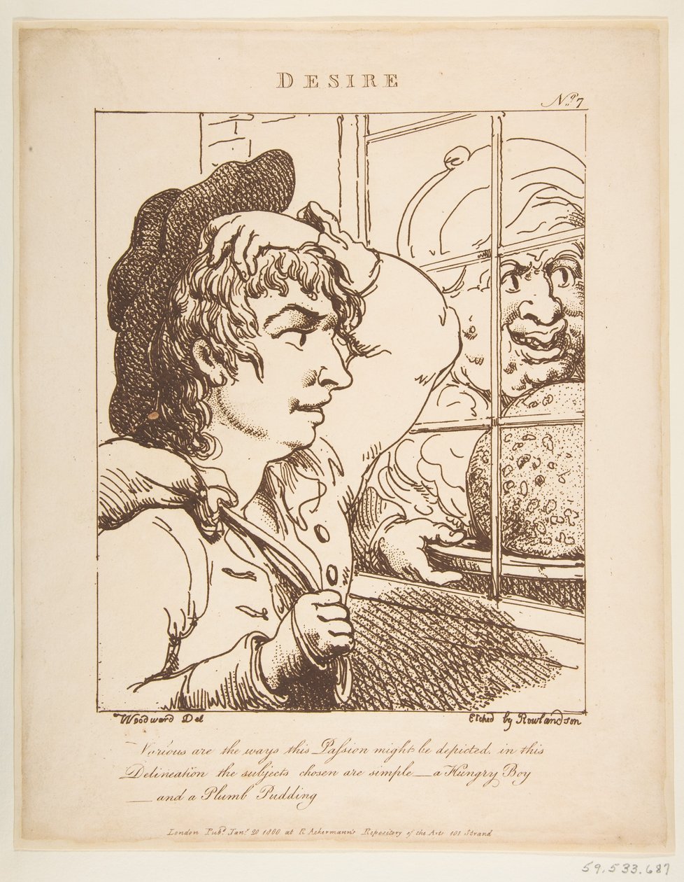 Desire Le Brun Travested, of Karikaturen van de Passies, 20 januari 1800 door Thomas Rowlandson