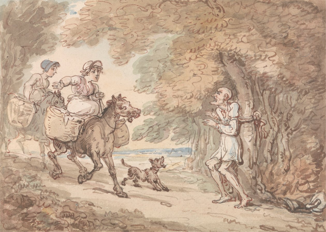 Dr. Syntax Vastgebonden aan een Boom door Wegrovers door Thomas Rowlandson