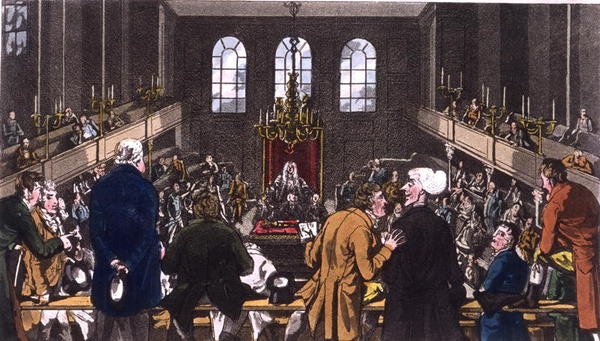 Dr. Syntax in het Lagerhuis door Thomas Rowlandson