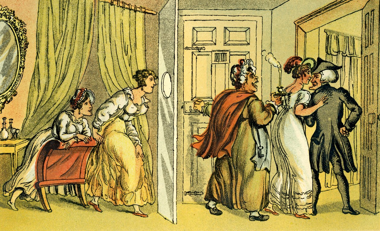 Dr. Syntax in het verkeerde pension door Thomas Rowlandson
