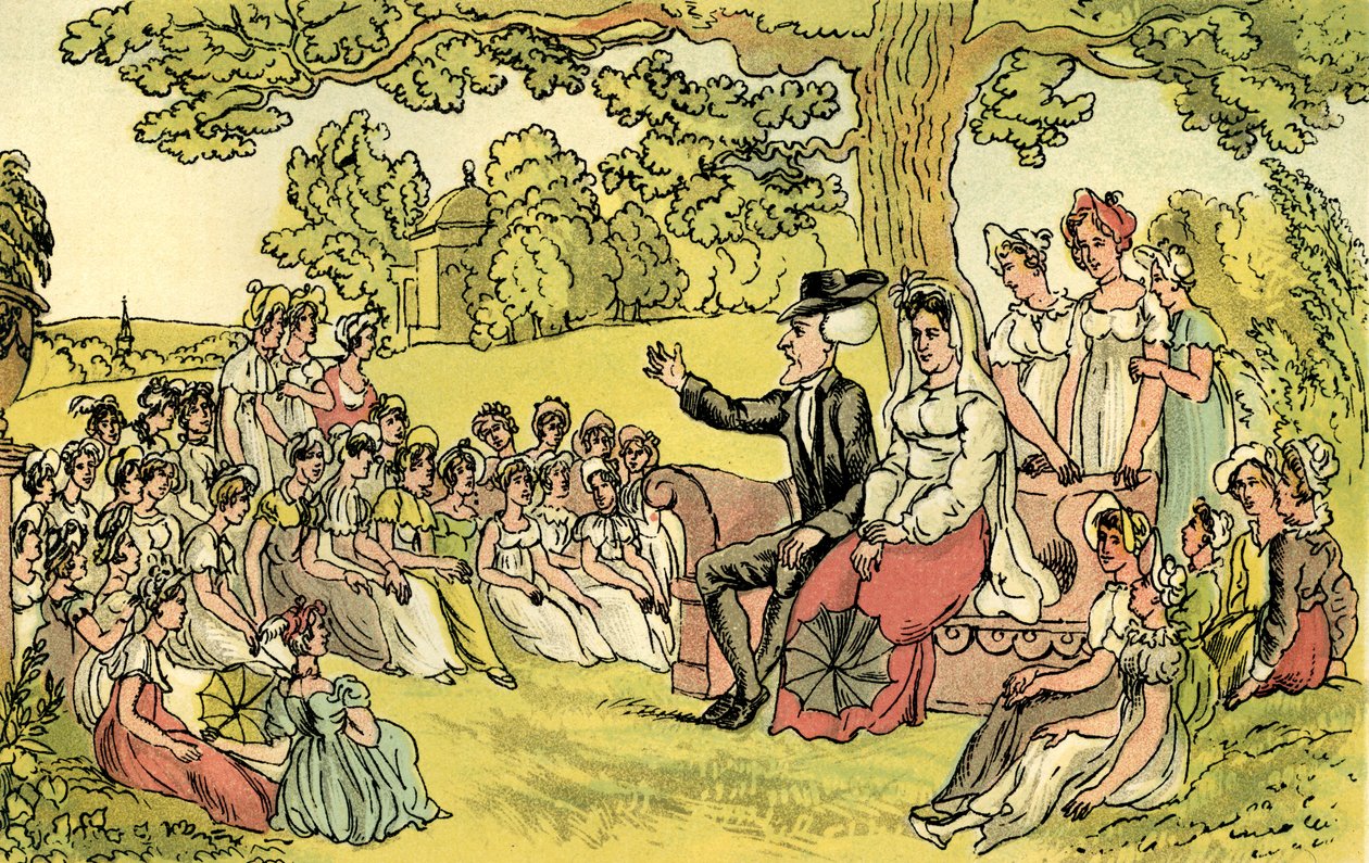 Dr Syntax bezoekt een kostschool door Thomas Rowlandson