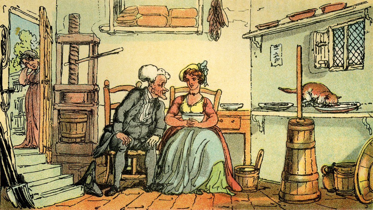 Dr. Syntax met de melkmeid door Thomas Rowlandson