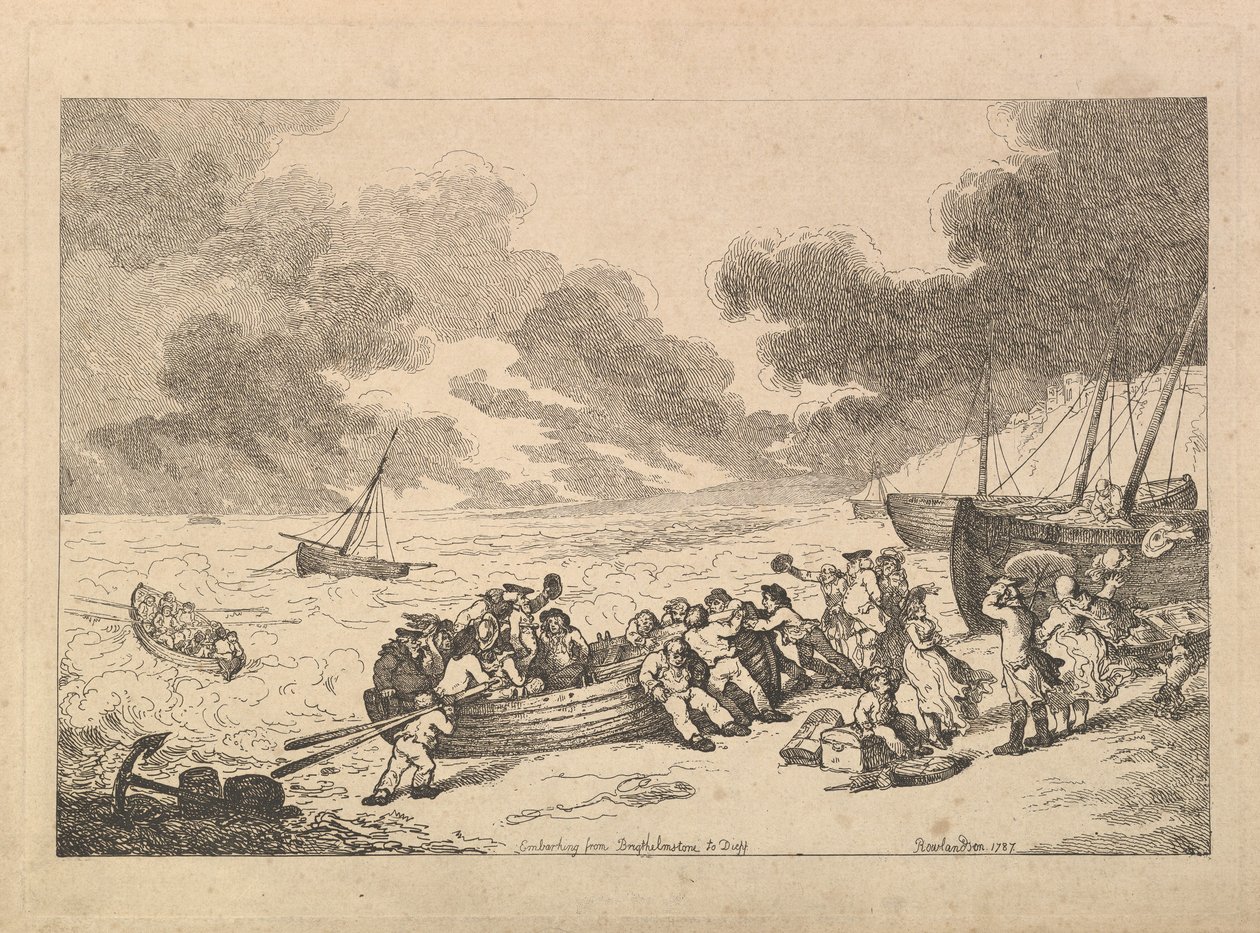 Vertrek vanuit Brighthelmstone naar Diepp[e] (uit: Imitations of Modern Drawings) door Thomas Rowlandson