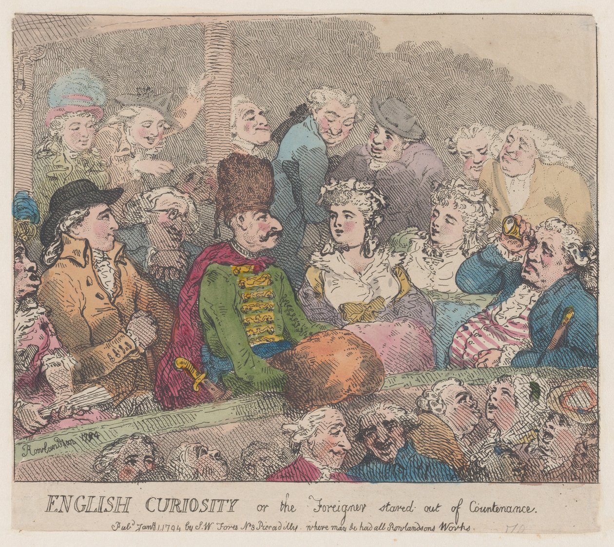 Engelse nieuwsgierigheid of de buitenlander uit de toon gekeken door Thomas Rowlandson