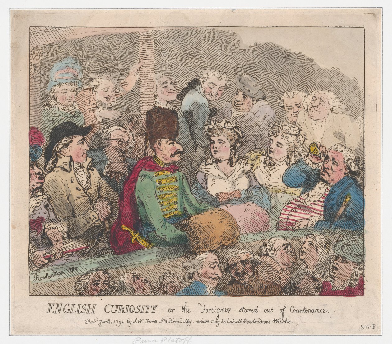 Engelse Nieuwsgierigheid of De Buitenlander Uitgekeken door Thomas Rowlandson