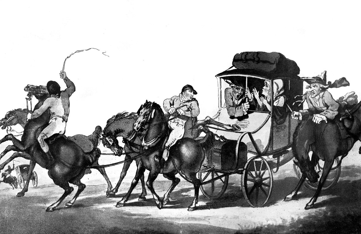 Engels reizen, of de eerste etappe vanuit Dover, 1785 door Thomas Rowlandson