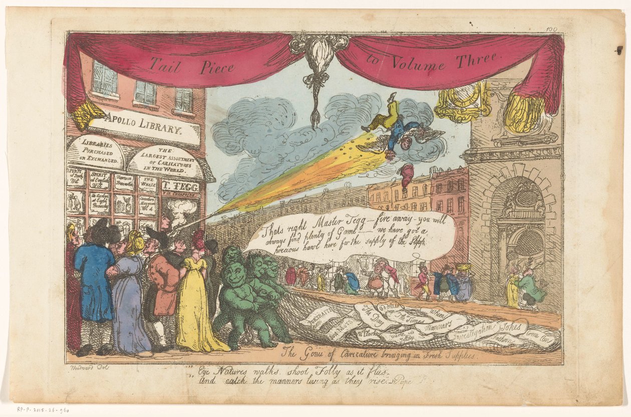 Etalage van uitgever Thomas Tegg te Londen door Thomas Rowlandson