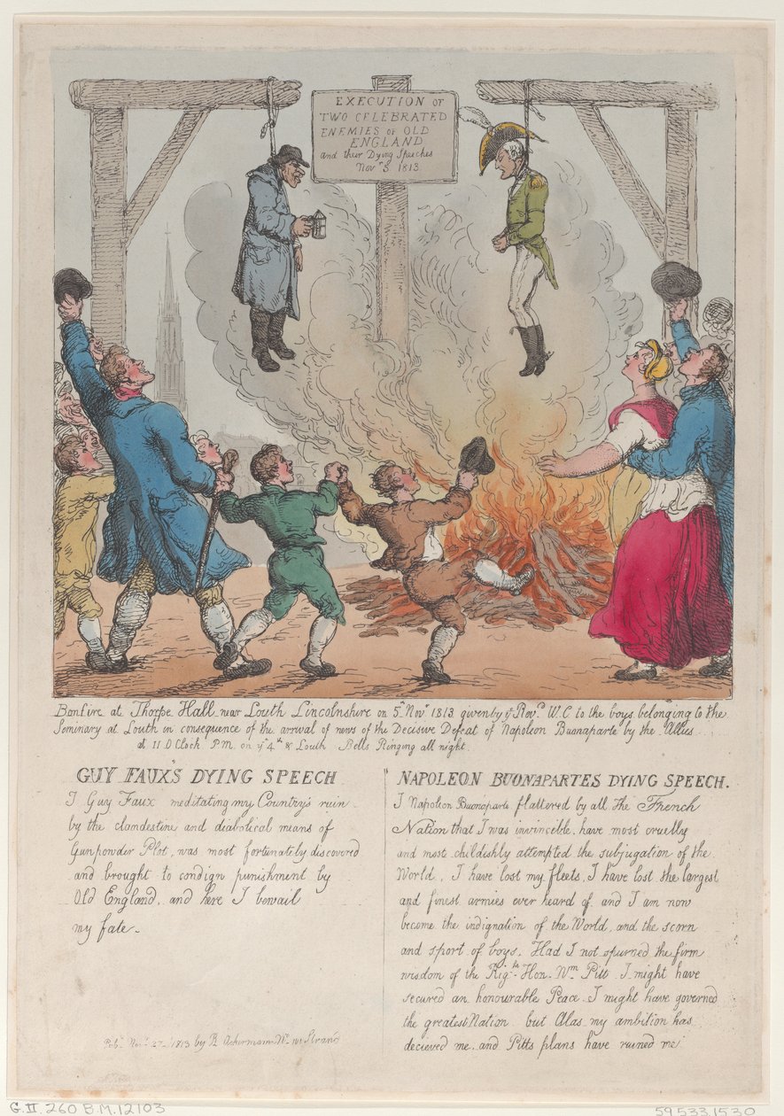 Executie van twee beroemde vijanden van het oude Engeland door Thomas Rowlandson