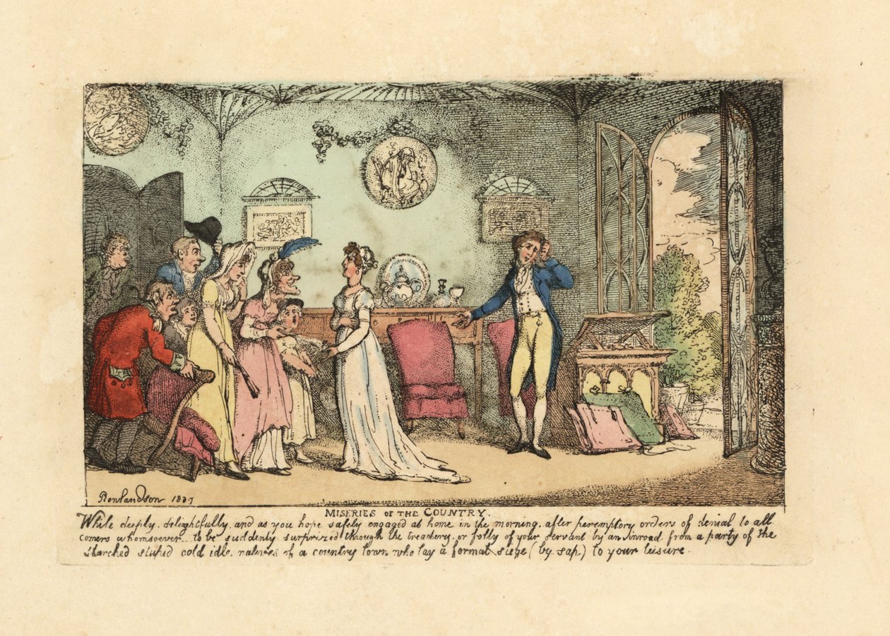 Modieus paar gestoord door domme, ijskoude luie verwant door Thomas Rowlandson
