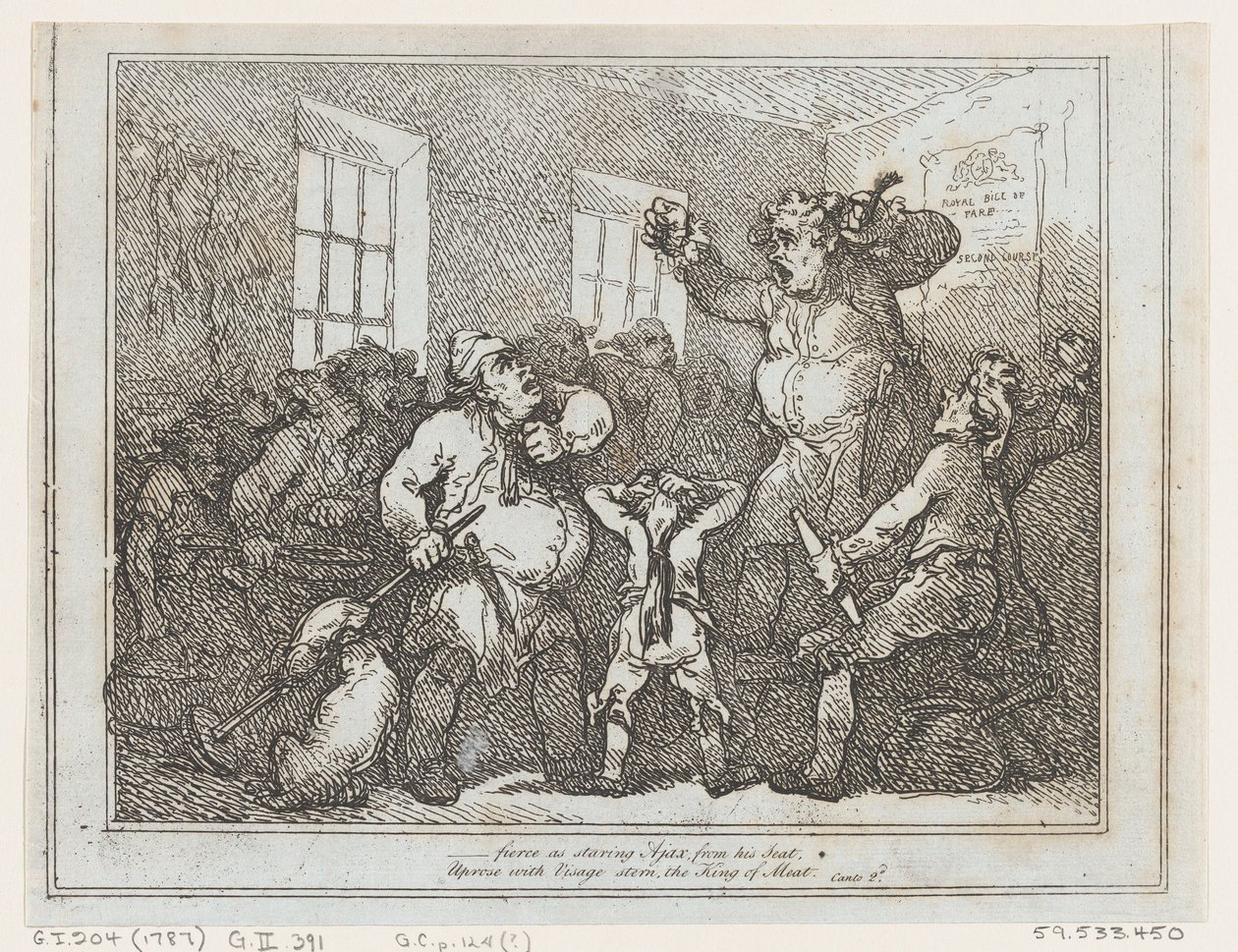 Vanuit deze zitplaats is het net zo indrukwekkend als de starende Ajax... door Thomas Rowlandson