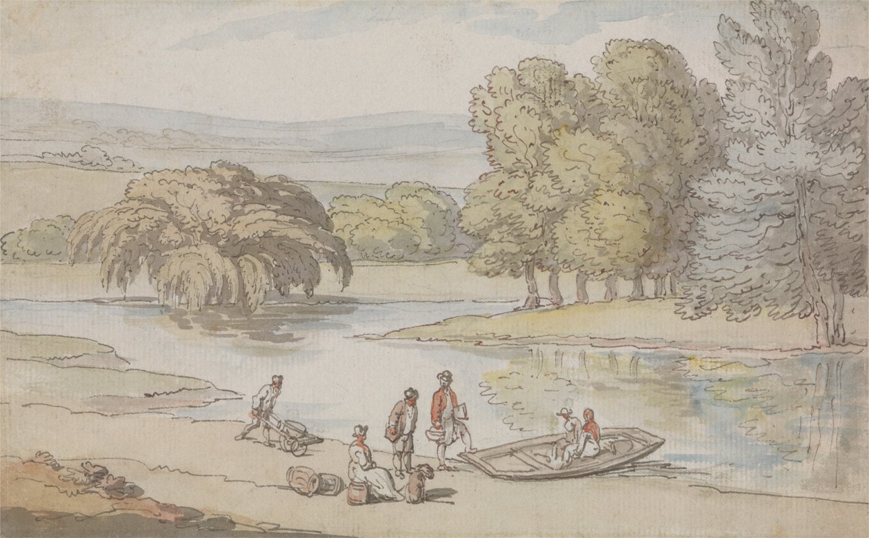 Cijfers bij een veerboot door Thomas Rowlandson