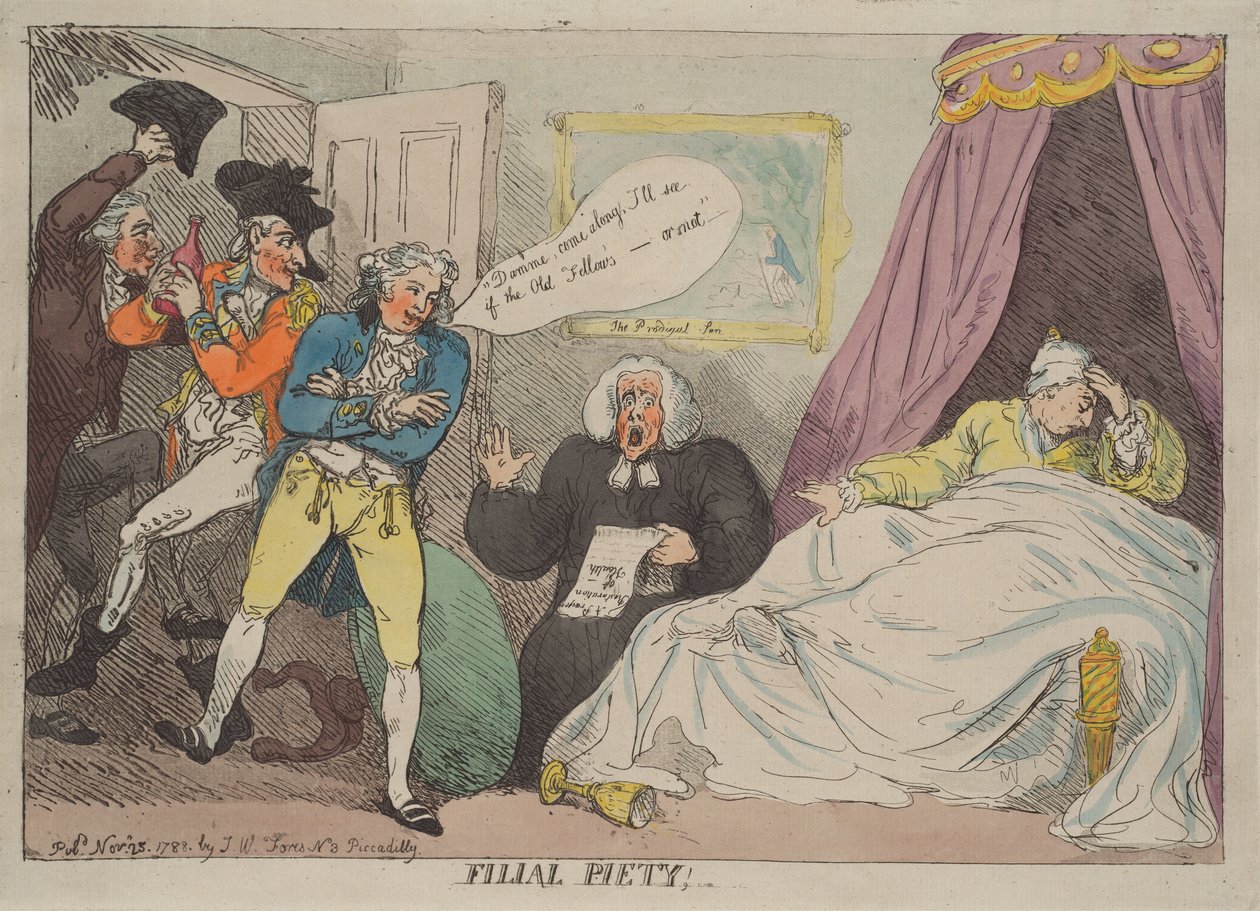 Eerbied voor de ouders door Thomas Rowlandson