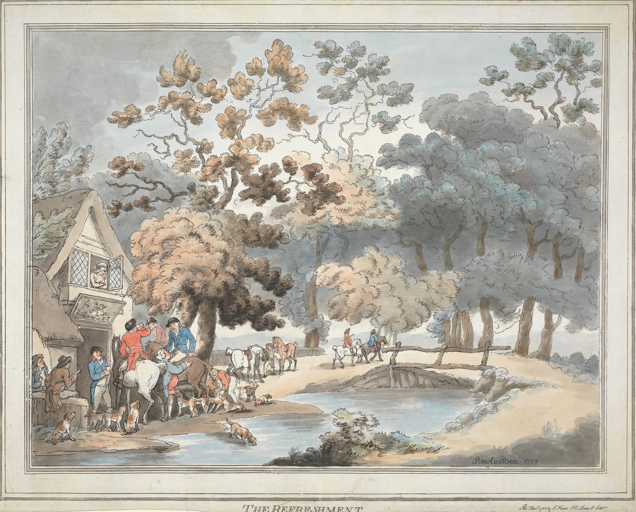 Vossenjacht [set van zes]:   4. De versnapering door Thomas Rowlandson