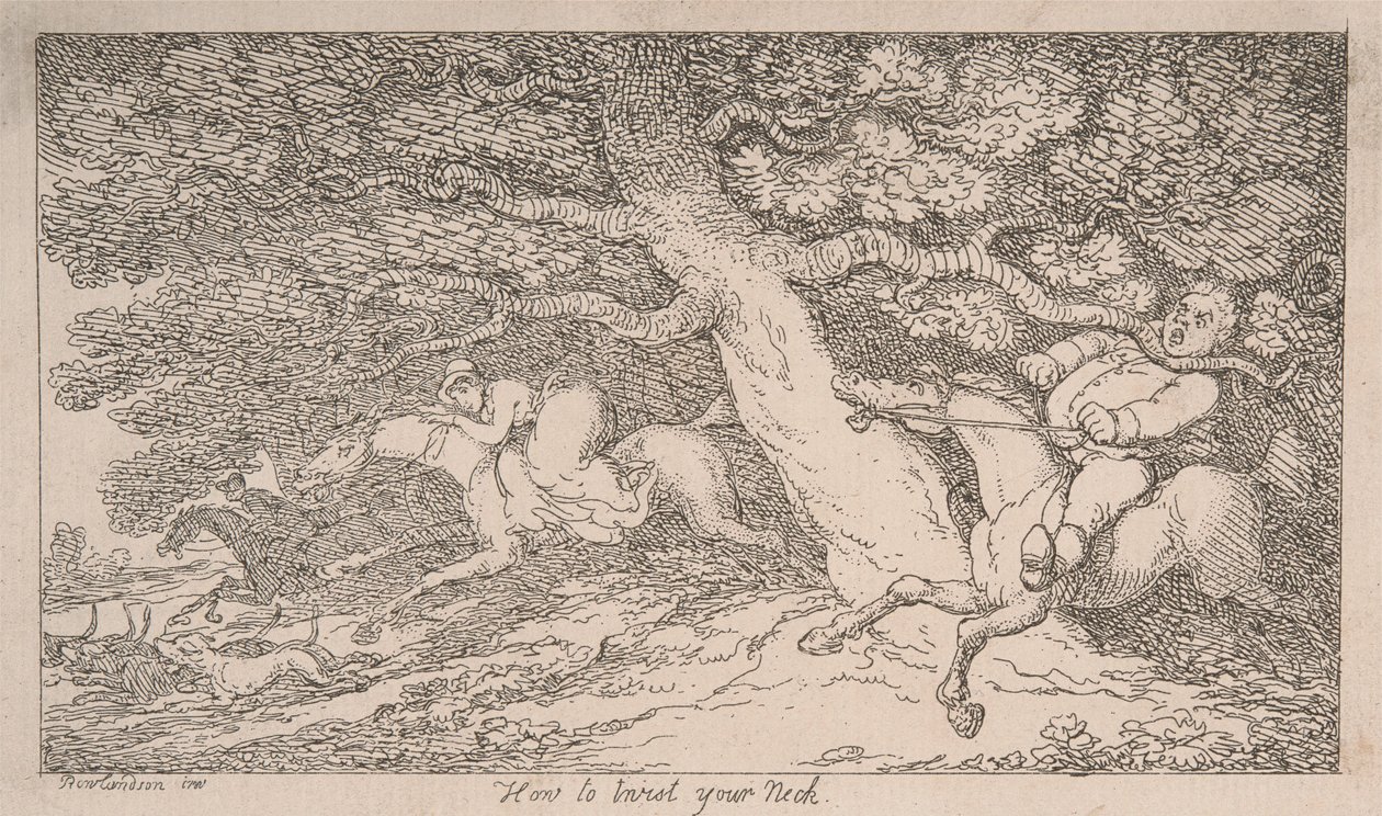 Vossenjacht: Hoe je je nek kunt breken [uit ‘Advice to Sportsmen’] door Thomas Rowlandson