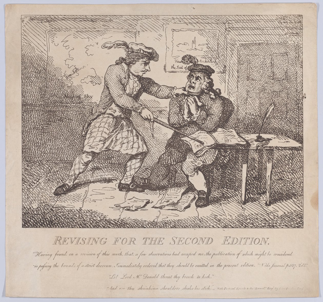 Frontispice, herzien voor de tweede editie Picturesque Beauties of Boswell door Thomas Rowlandson