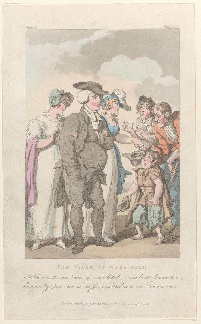 Frontispice: The Vicar of Wakefield, uit The Vicar of Wakefield, 1 mei 1817 door Thomas Rowlandson