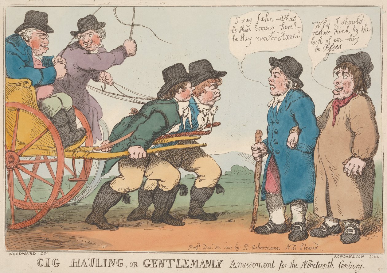 Gig-Hauling, oftewel een beschaafd tijdverdrijf uit de negentiende eeuw door Thomas Rowlandson