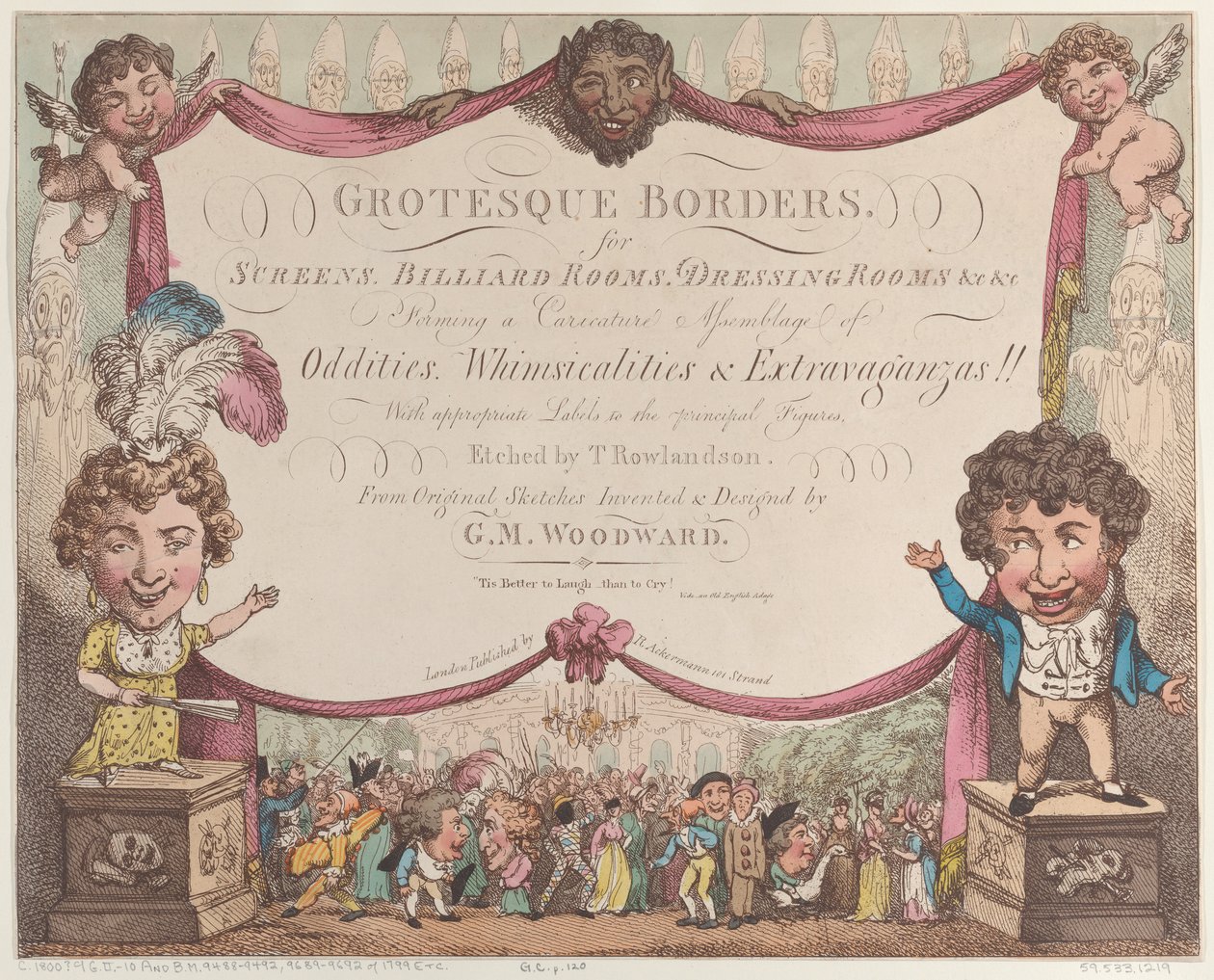 Groteske Grenzen voor Schermen, Biljartkamers, Kleedkamers, enz., 1799-1800 door Thomas Rowlandson