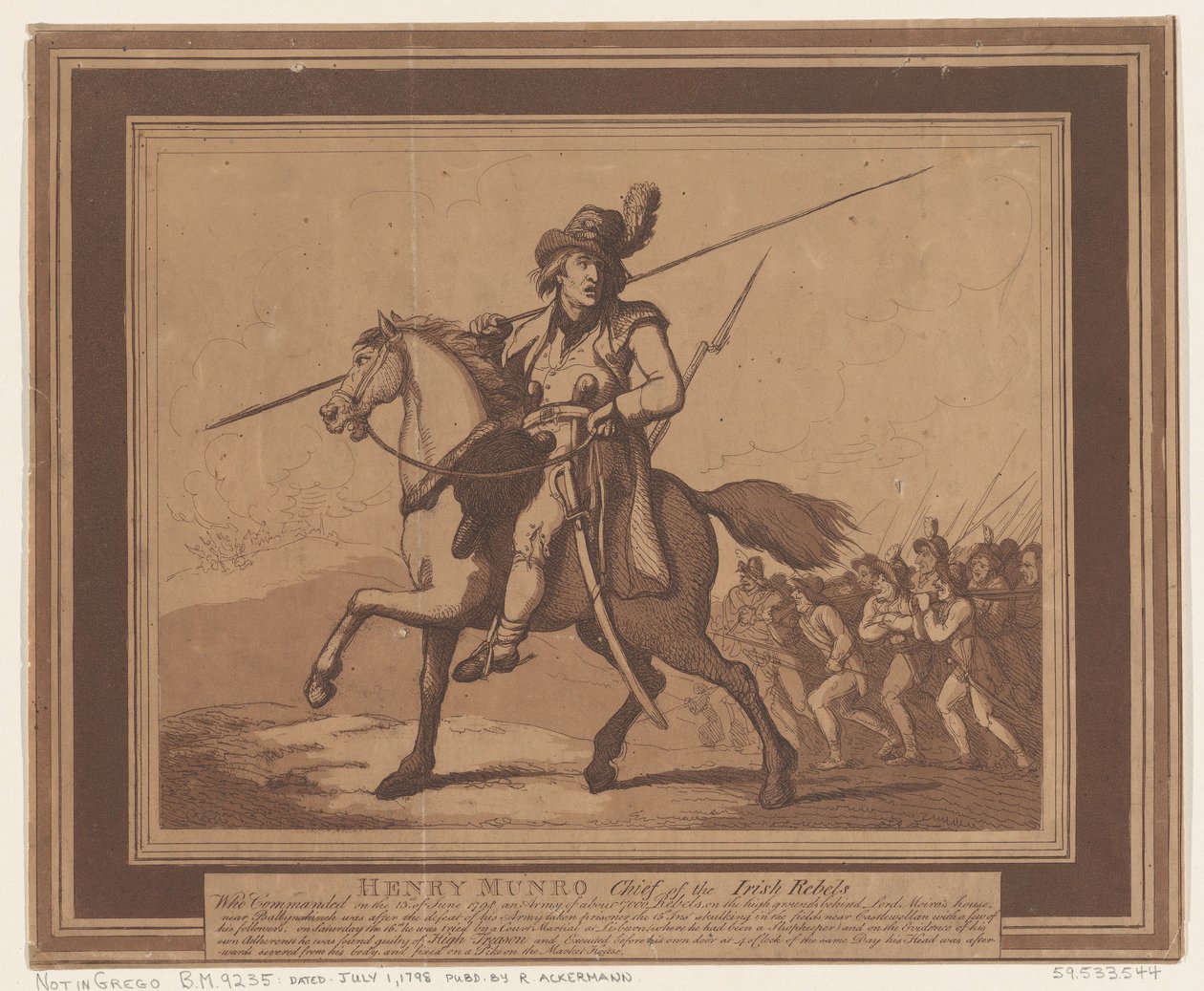 Henry Munro, Leider van de Ierse Rebellen, 1 juli 1798 door Thomas Rowlandson