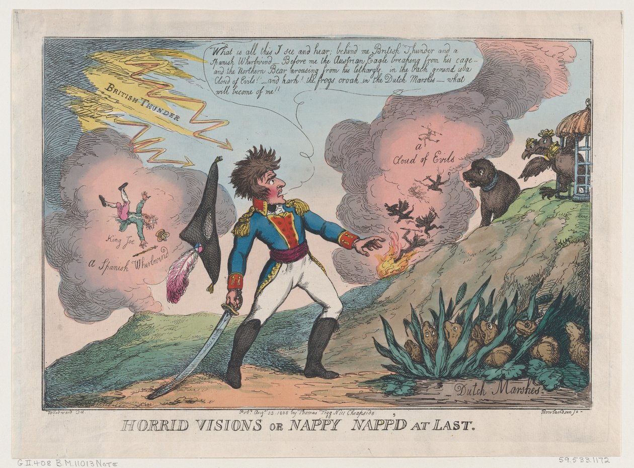 Vreselijke visioenen van Nappy gevangen genomen door Thomas Rowlandson