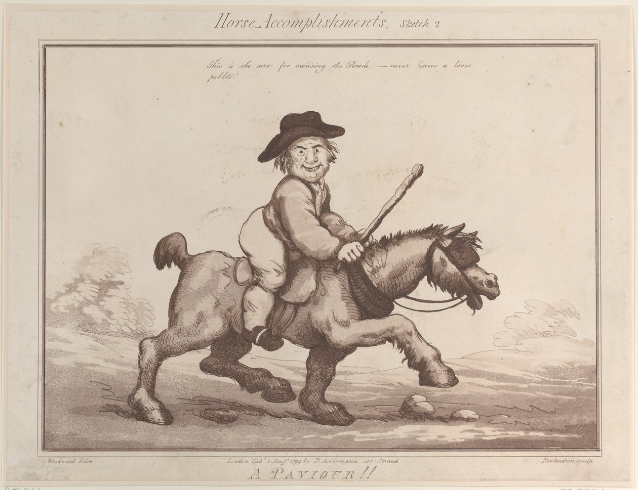 Paardenprestaties, schets 2: Een stratenmaker!!, 1 augustus 1799 door Thomas Rowlandson