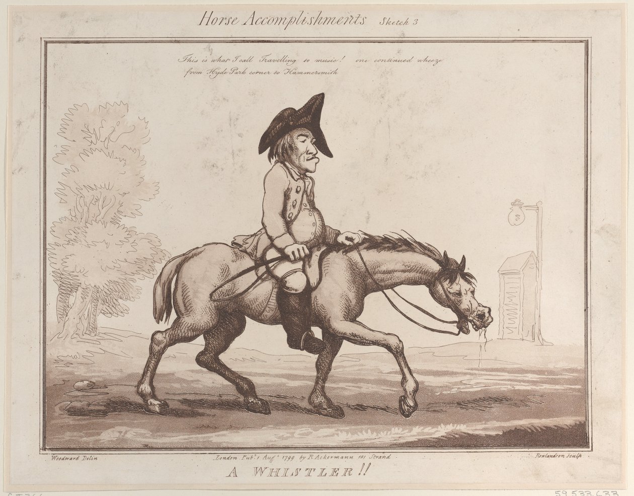 Paardprestaties, schets 3: Een fluiter!!, 1 augustus 1799 door Thomas Rowlandson