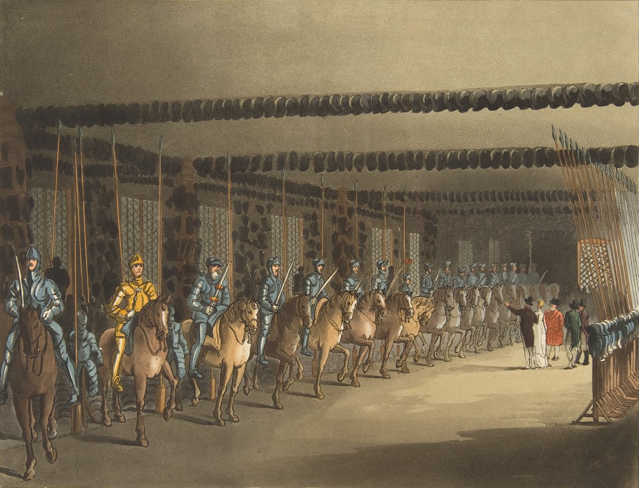 Horse Armoury, Tower of London, 1 november 1809 door Thomas Rowlandson