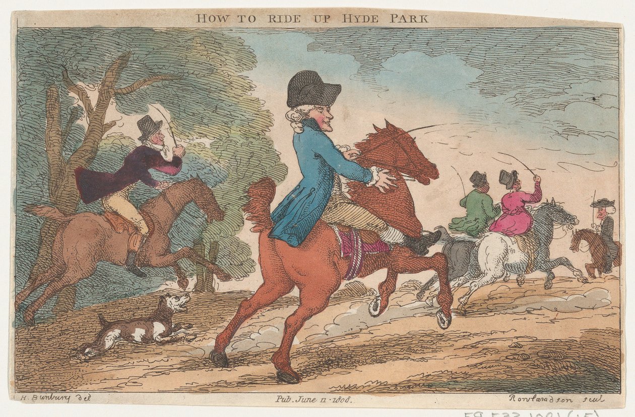 Hoe te Rijden in Hyde Park door Thomas Rowlandson