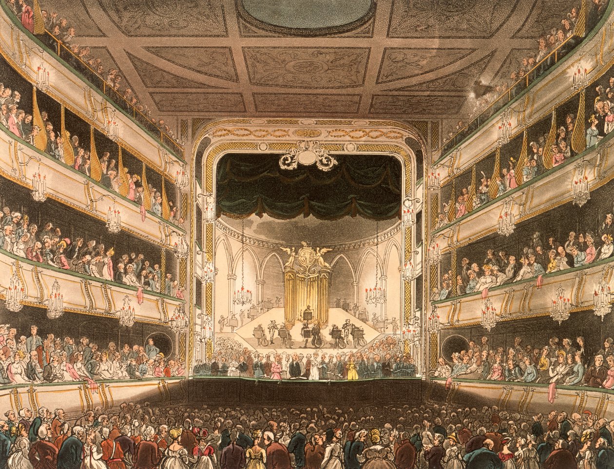 Interieur van het Covent Garden Theater, Londen, 1808 door Thomas Rowlandson