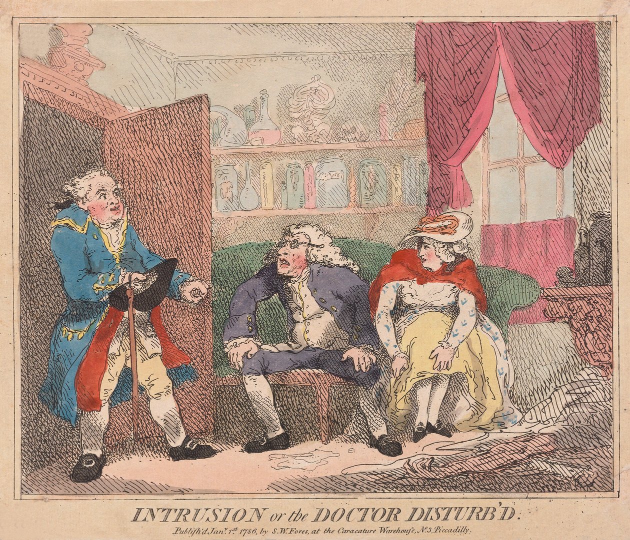 Intrusie of de dokter verstoord door Thomas Rowlandson
